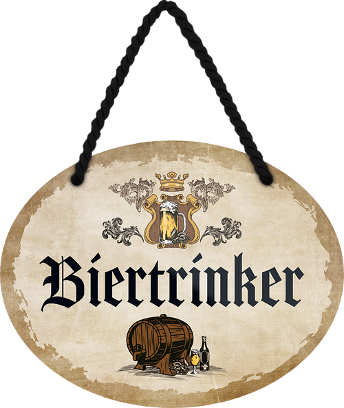 4252024245233	Schilderstore24	 ''Biertrinker'' Schilderstore24 Blechschilder sind perfekt als Geschenk zu Weihnachten, Geburtstage, Feiern, Partys, Grillabende, Namenstag, Feiertag, Mädelsabend, Hochzeit. Jederzeit stilvoll im Wohnzimmer, Partykeller, Garage, Praxis, Büro, Café, Hauseingang Alkohol Kasten Bier Saufen Getränk Bier Alkohol schaumkrone promille hopfen