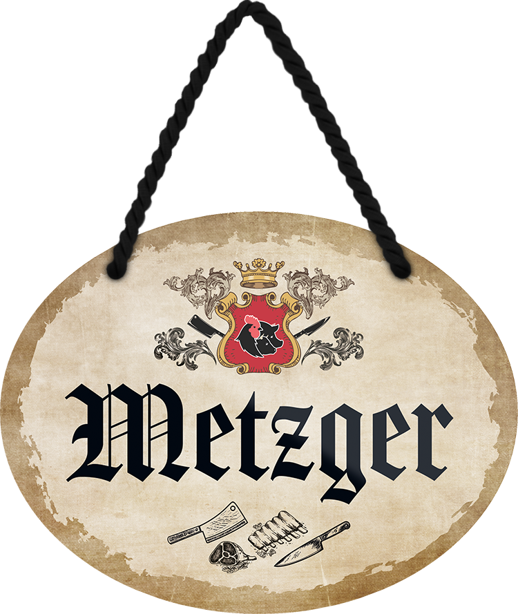 4252024246896	Schilderstore24	 ''Metzger'' Schilderstore24 Blechschilder sind perfekt als Geschenk zu Weihnachten, Geburtstage, Feiern, Partys, Grillabende, Namenstag, Feiertag, Mädelsabend, Hochzeit. Jederzeit stilvoll im Wohnzimmer, Partykeller, Garage, Praxis, Büro, Café, Hauseingang Büro Chef Angestellter Arbeit Job Arbeitsplatz Alltag Beruf Ausbildung
