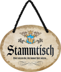 4252024245318	Schilderstore24	 ''Stammtisch'' Schilderstore24 Blechschilder sind perfekt als Geschenk zu Weihnachten, Geburtstage, Feiern, Partys, Grillabende, Namenstag, Feiertag, Mädelsabend, Hochzeit. Jederzeit stilvoll im Wohnzimmer, Partykeller, Garage, Praxis, Büro, Café, Hauseingang Alkohol Kasten Bier Saufen Getränk Bier Alkohol schaumkrone promille hopfen
