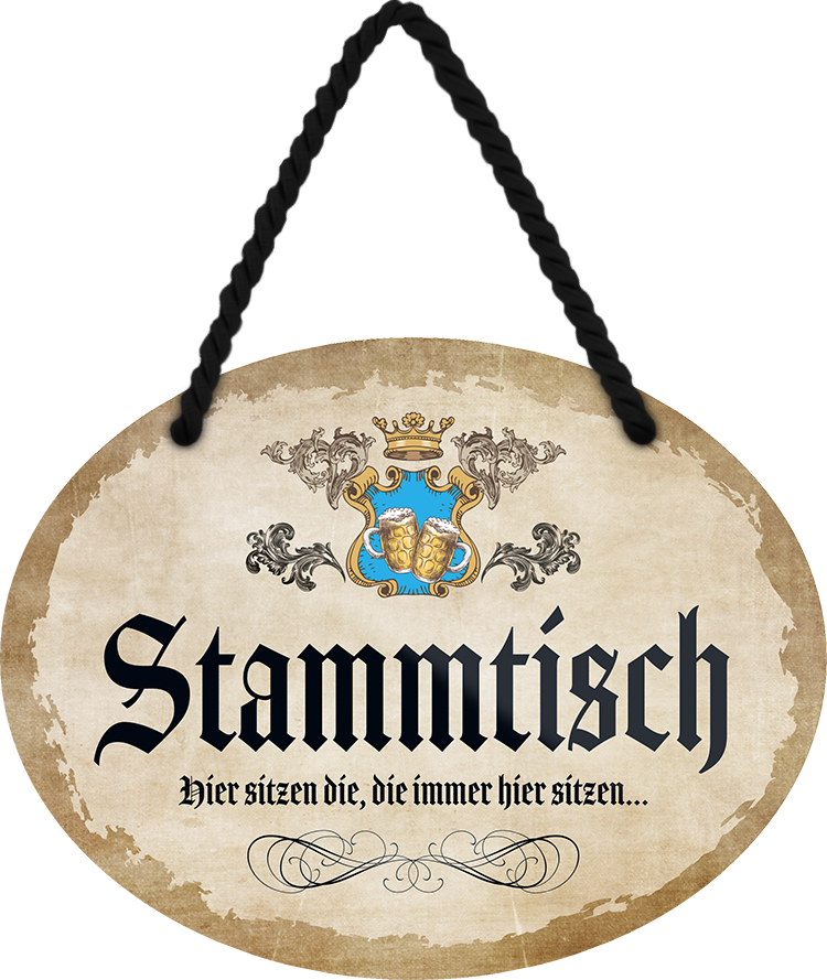 4252024245318	Schilderstore24	 ''Stammtisch'' Schilderstore24 Blechschilder sind perfekt als Geschenk zu Weihnachten, Geburtstage, Feiern, Partys, Grillabende, Namenstag, Feiertag, Mädelsabend, Hochzeit. Jederzeit stilvoll im Wohnzimmer, Partykeller, Garage, Praxis, Büro, Café, Hauseingang Alkohol Kasten Bier Saufen Getränk Bier Alkohol schaumkrone promille hopfen