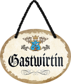4252024246704	Schilderstore24	 ''Gastwirtin'' Schilderstore24 Blechschilder sind perfekt als Geschenk zu Weihnachten, Geburtstage, Feiern, Partys, Grillabende, Namenstag, Feiertag, Mädelsabend, Hochzeit. Jederzeit stilvoll im Wohnzimmer, Partykeller, Garage, Praxis, Büro, Café, Hauseingang Büro Chef Angestellter Arbeit Job Arbeitsplatz Alltag Beruf Ausbildung