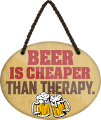 4252024248722		 ''Beer is cheaper than therapy'' Schilderstore24 Blechschilder sind perfekt als Geschenk zu Weihnachten, Geburtstage, Feiern, Partys, Grillabende, Namenstag, Feiertag, Mädelsabend, Hochzeit. Jederzeit stilvoll im Wohnzimmer, Partykeller, Garage, Praxis, Büro, Café, Hauseingang Alkohol Kasten Bier Saufen Getränk Bier Alkohol schaumkrone promille hopfen