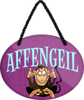 4252024248654		 ''Affengeil'' Schilderstore24 Blechschilder sind perfekt als Geschenk zu Weihnachten, Geburtstage, Feiern, Partys, Grillabende, Namenstag, Feiertag, Mädelsabend, Hochzeit. Jederzeit stilvoll im Wohnzimmer, Partykeller, Garage, Praxis, Büro, Café, Hauseingang Sarkasmus Ironie Funny Schwarzer Humor faul dumm fun rente lästern teufel