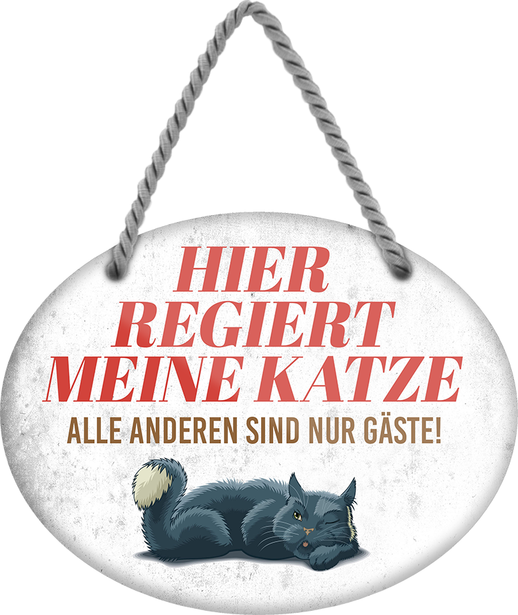 4252024249576		 ''Hier regiert meine Katze'' Schilderstore24 Blechschilder sind perfekt als Geschenk zu Weihnachten, Geburtstage, Feiern, Partys, Grillabende, Namenstag, Feiertag, Mädelsabend, Hochzeit Wohnzimmer, Partykeller, Garage, Praxis, Büro, Café, Hauseingang Haustier Tier Freund knuddelig Zuhause Katze Hund Hamster Meerschwein haustiere