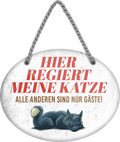 4252024249576		 ''Hier regiert meine Katze'' Schilderstore24 Blechschilder sind perfekt als Geschenk zu Weihnachten, Geburtstage, Feiern, Partys, Grillabende, Namenstag, Feiertag, Mädelsabend, Hochzeit Wohnzimmer, Partykeller, Garage, Praxis, Büro, Café, Hauseingang Haustier Tier Freund knuddelig Zuhause Katze Hund Hamster Meerschwein haustiere
