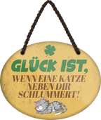 4252024249569		 ''Glück ist, wenn eine Katze neben dir schlummert'' Schilderstore24 Blechschilder sind perfekt als Geschenk zu Weihnachten, Geburtstage, Feiern, Partys, Grillabende, Namenstag, Feiertag, Mädelsabend, Hochzeit Wohnzimmer, Partykeller, Garage, Praxis, Büro, Café, Hauseingang Haustier Tier Freund knuddelig Zuhause Katze Hund Hamster Meerschwein haustiere