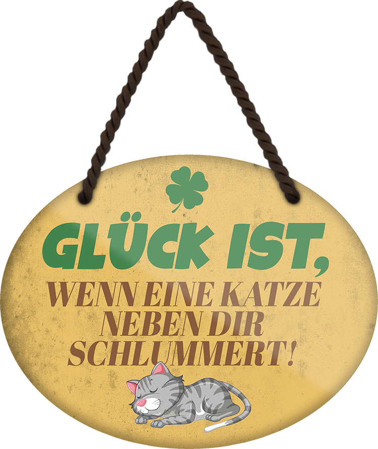 4252024249569		 ''Glück ist, wenn eine Katze neben dir schlummert'' Schilderstore24 Blechschilder sind perfekt als Geschenk zu Weihnachten, Geburtstage, Feiern, Partys, Grillabende, Namenstag, Feiertag, Mädelsabend, Hochzeit Wohnzimmer, Partykeller, Garage, Praxis, Büro, Café, Hauseingang Haustier Tier Freund knuddelig Zuhause Katze Hund Hamster Meerschwein haustiere