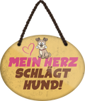 4252024249538		 ''Mein Herz schlägt Hund'' Schilderstore24 Blechschilder sind perfekt als Geschenk zu Weihnachten, Geburtstage, Feiern, Partys, Grillabende, Namenstag, Feiertag, Mädelsabend, Hochzeit Wohnzimmer, Partykeller, Garage, Praxis, Büro, Café, Hauseingang Haustier Tier Freund knuddelig Zuhause Katze Hund Hamster Meerschwein haustiere