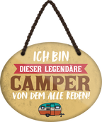 4252024248852		 ''Ich bin dieser legendäre Camper'' Schilderstore24 Blechschilder sind perfekt als Geschenk zu Weihnachten, Geburtstage, Feiern, Partys, Grillabende, Namenstag, Feiertag, Mädelsabend, Hochzeit. Jederzeit stilvoll im Wohnzimmer, Partykeller, Garage, Praxis, Büro, Café, Hauseingang Camping Natur Wald Freiheit wandern campen outdoor natur roadtripp