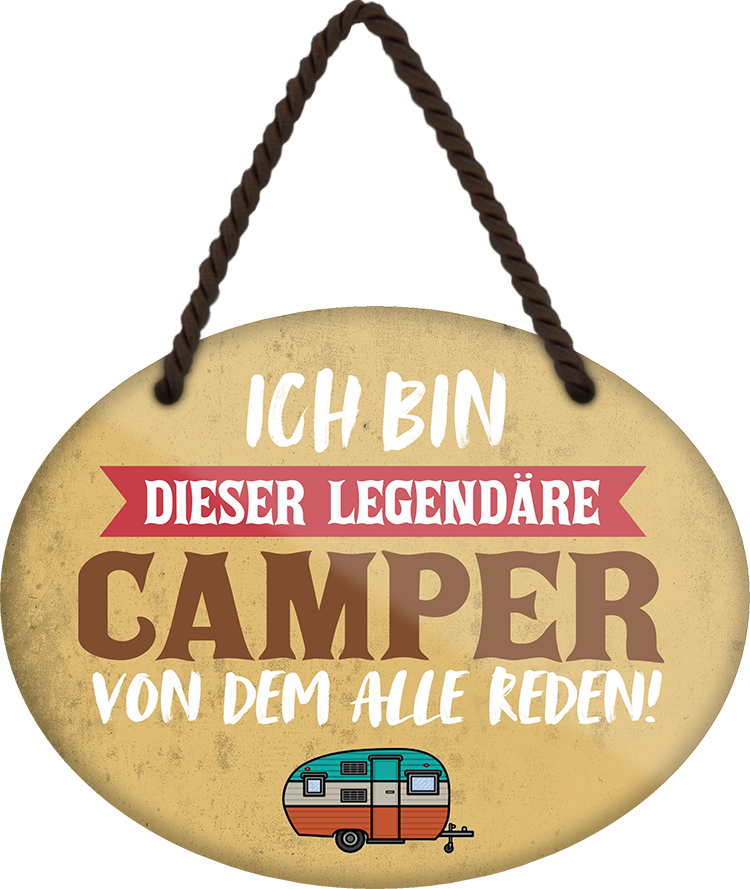 4252024248852		 ''Ich bin dieser legendäre Camper'' Schilderstore24 Blechschilder sind perfekt als Geschenk zu Weihnachten, Geburtstage, Feiern, Partys, Grillabende, Namenstag, Feiertag, Mädelsabend, Hochzeit. Jederzeit stilvoll im Wohnzimmer, Partykeller, Garage, Praxis, Büro, Café, Hauseingang Camping Natur Wald Freiheit wandern campen outdoor natur roadtripp