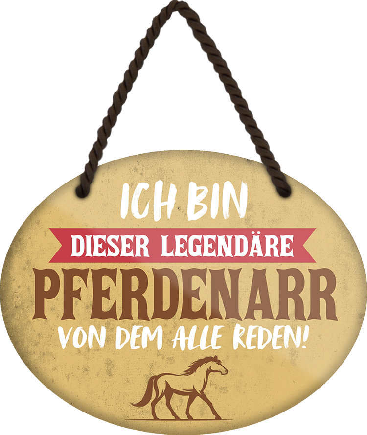 4252024249644		 ''Ich bin dieser legendäre Pferdenarr'' Schilderstore24 Blechschilder sind perfekt als Geschenk zu Weihnachten, Geburtstage, Feiern, Partys, Grillabende, Namenstag, Feiertag, Mädelsabend, Hochzeit. Jederzeit stilvoll im Wohnzimmer, Partykeller, Garage, Praxis, Büro, Café, Hauseingang Nutztier Pferd Reiten Pony Stall sattel ausreiten pferde tier landwirtschaft