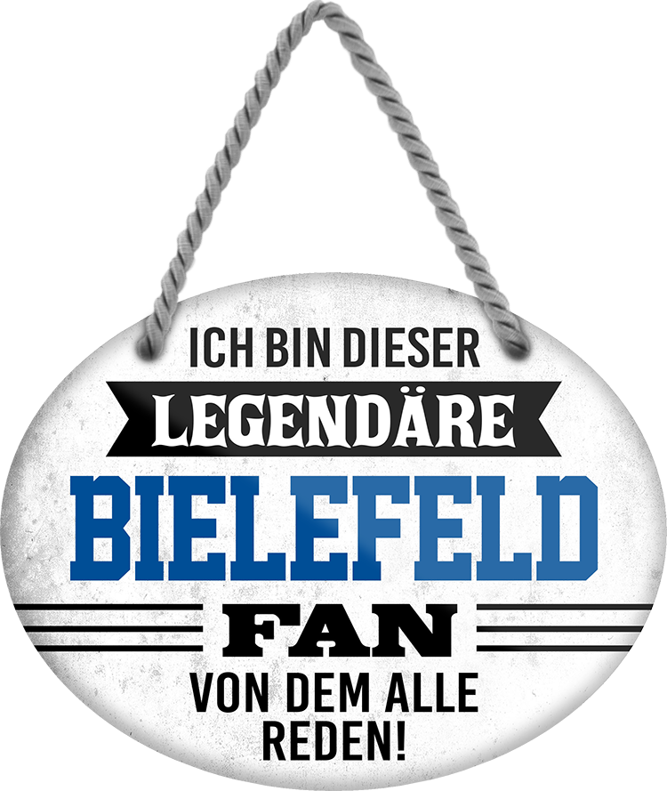 4252024249019		  ''Ich bin dieser legendäre Bielefeld Fan'' Schilderstore24 Blechschilder sind perfekt als Geschenk zu Weihnachten, Geburtstage, Feiern, Partys, Grillabende, Namenstag, Feiertag, Mädelsabend, Hochzeit. Jederzeit stilvoll im Wohnzimmer, Partykeller, Garage, Praxis, Büro, Café, Hauseingang Fußball Mannschaft Verein Bolzen Ball sport liga kicken stadion freizeit