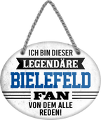 4252024249019		  ''Ich bin dieser legendäre Bielefeld Fan'' Schilderstore24 Blechschilder sind perfekt als Geschenk zu Weihnachten, Geburtstage, Feiern, Partys, Grillabende, Namenstag, Feiertag, Mädelsabend, Hochzeit. Jederzeit stilvoll im Wohnzimmer, Partykeller, Garage, Praxis, Büro, Café, Hauseingang Fußball Mannschaft Verein Bolzen Ball sport liga kicken stadion freizeit