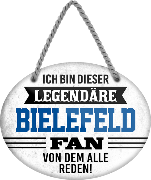 4252024249019		  ''Ich bin dieser legendäre Bielefeld Fan'' Schilderstore24 Blechschilder sind perfekt als Geschenk zu Weihnachten, Geburtstage, Feiern, Partys, Grillabende, Namenstag, Feiertag, Mädelsabend, Hochzeit. Jederzeit stilvoll im Wohnzimmer, Partykeller, Garage, Praxis, Büro, Café, Hauseingang Fußball Mannschaft Verein Bolzen Ball sport liga kicken stadion freizeit