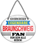 4252024249033		  ''Ich bin dieser legendäre Braunschweig Fan'' Schilderstore24 Blechschilder sind perfekt als Geschenk zu Weihnachten, Geburtstage, Feiern, Partys, Grillabende, Namenstag, Feiertag, Mädelsabend, Hochzeit. Jederzeit stilvoll im Wohnzimmer, Partykeller, Garage, Praxis, Büro, Café, Hauseingang Fußball Mannschaft Verein Bolzen Ball sport liga kicken stadion freizeit