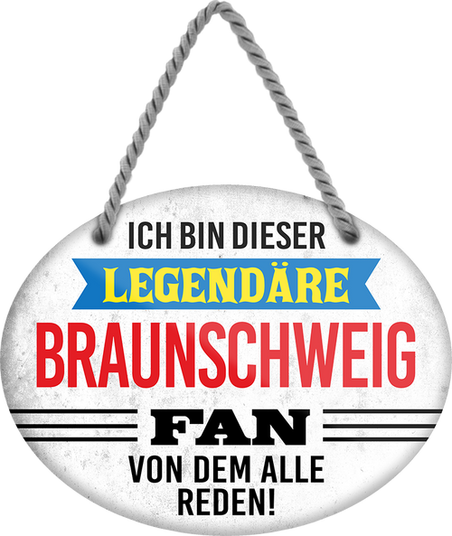 4252024249033		  ''Ich bin dieser legendäre Braunschweig Fan'' Schilderstore24 Blechschilder sind perfekt als Geschenk zu Weihnachten, Geburtstage, Feiern, Partys, Grillabende, Namenstag, Feiertag, Mädelsabend, Hochzeit. Jederzeit stilvoll im Wohnzimmer, Partykeller, Garage, Praxis, Büro, Café, Hauseingang Fußball Mannschaft Verein Bolzen Ball sport liga kicken stadion freizeit