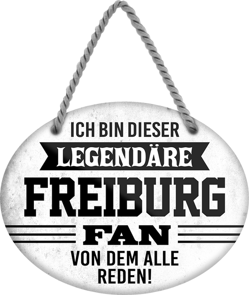 4252024249132		  ''Ich bin dieser legendäre Freiburg Fan'' Schilderstore24 Blechschilder sind perfekt als Geschenk zu Weihnachten, Geburtstage, Feiern, Partys, Grillabende, Namenstag, Feiertag, Mädelsabend, Hochzeit. Jederzeit stilvoll im Wohnzimmer, Partykeller, Garage, Praxis, Büro, Café, Hauseingang Fußball Mannschaft Verein Bolzen Ball sport liga kicken stadion freizeit