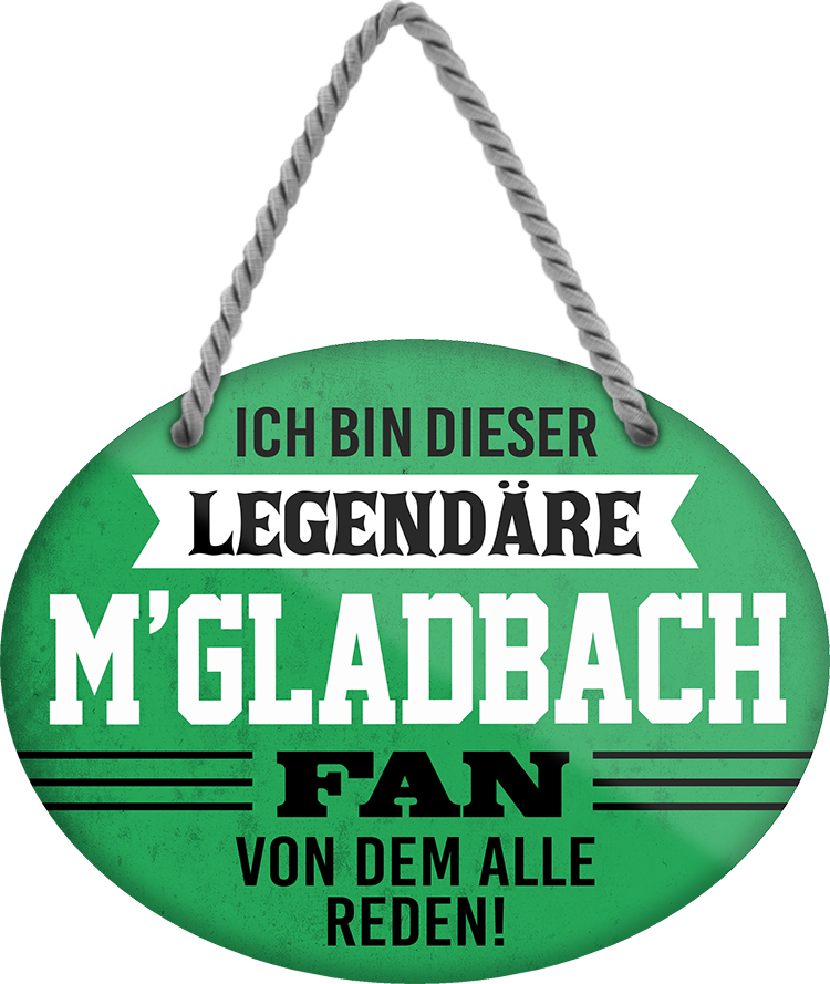 4252024249293		 ''Ich bin dieser legendäre M'Gladbach Fan'' Schilderstore24 Blechschilder sind perfekt als Geschenk zu Weihnachten, Geburtstage, Feiern, Partys, Grillabende, Namenstag, Feiertag, Mädelsabend, Hochzeit. Jederzeit stilvoll im Wohnzimmer, Partykeller, Garage, Praxis, Büro, Café, Hauseingang Fußball Mannschaft Verein Bolzen Ball sport liga kicken stadion freizeit