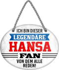 4252024249163		  ''Ich bin dieser legendäre Hansa Fan'' Schilderstore24 Blechschilder sind perfekt als Geschenk zu Weihnachten, Geburtstage, Feiern, Partys, Grillabende, Namenstag, Feiertag, Mädelsabend, Hochzeit. Jederzeit stilvoll im Wohnzimmer, Partykeller, Garage, Praxis, Büro, Café, Hauseingang Fußball Mannschaft Verein Bolzen Ball sport liga kicken stadion freizeit