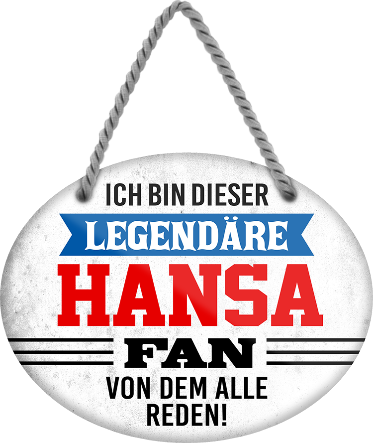 4252024249163		  ''Ich bin dieser legendäre Hansa Fan'' Schilderstore24 Blechschilder sind perfekt als Geschenk zu Weihnachten, Geburtstage, Feiern, Partys, Grillabende, Namenstag, Feiertag, Mädelsabend, Hochzeit. Jederzeit stilvoll im Wohnzimmer, Partykeller, Garage, Praxis, Büro, Café, Hauseingang Fußball Mannschaft Verein Bolzen Ball sport liga kicken stadion freizeit