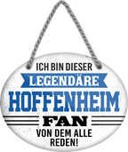 4252024249187		  ''Ich bin dieser legendäre Hoffenheim Fan'' Schilderstore24 Blechschilder sind perfekt als Geschenk zu Weihnachten, Geburtstage, Feiern, Partys, Grillabende, Namenstag, Feiertag, Mädelsabend, Hochzeit. Jederzeit stilvoll im Wohnzimmer, Partykeller, Garage, Praxis, Büro, Café, Hauseingang Fußball Mannschaft Verein Bolzen Ball sport liga kicken stadion freizeit