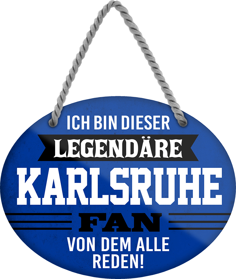 4252024249217		  ''Ich bin dieser legendäre Karlsruhe Fan'' Schilderstore24 Blechschilder sind perfekt als Geschenk zu Weihnachten, Geburtstage, Feiern, Partys, Grillabende, Namenstag, Feiertag, Mädelsabend, Hochzeit. Jederzeit stilvoll im Wohnzimmer, Partykeller, Garage, Praxis, Büro, Café, Hauseingang Fußball Mannschaft Verein Bolzen Ball sport liga kicken stadion freizeit