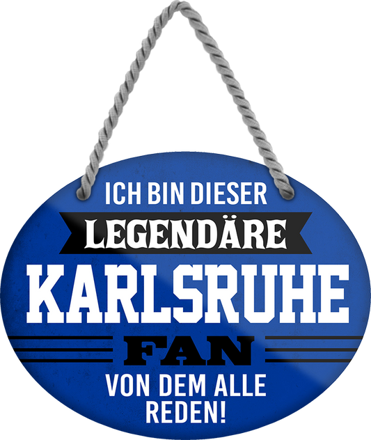 4252024249217		  ''Ich bin dieser legendäre Karlsruhe Fan'' Schilderstore24 Blechschilder sind perfekt als Geschenk zu Weihnachten, Geburtstage, Feiern, Partys, Grillabende, Namenstag, Feiertag, Mädelsabend, Hochzeit. Jederzeit stilvoll im Wohnzimmer, Partykeller, Garage, Praxis, Büro, Café, Hauseingang Fußball Mannschaft Verein Bolzen Ball sport liga kicken stadion freizeit