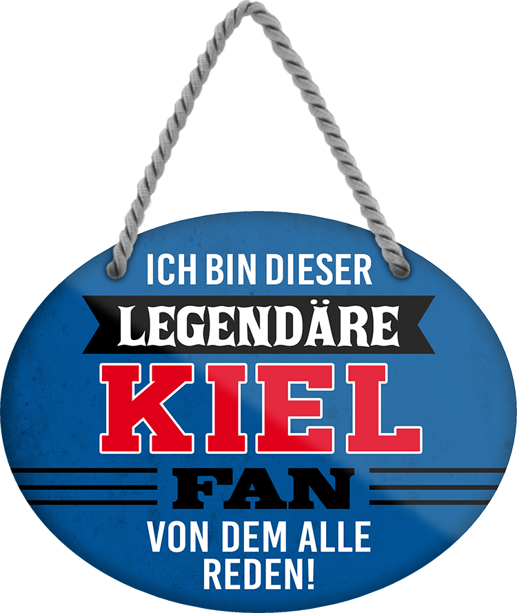 4252024249224		  ''Ich bin dieser legendäre Kiel Fan'' Schilderstore24 Blechschilder sind perfekt als Geschenk zu Weihnachten, Geburtstage, Feiern, Partys, Grillabende, Namenstag, Feiertag, Mädelsabend, Hochzeit. Jederzeit stilvoll im Wohnzimmer, Partykeller, Garage, Praxis, Büro, Café, Hauseingang Fußball Mannschaft Verein Bolzen Ball sport liga kicken stadion freizeit