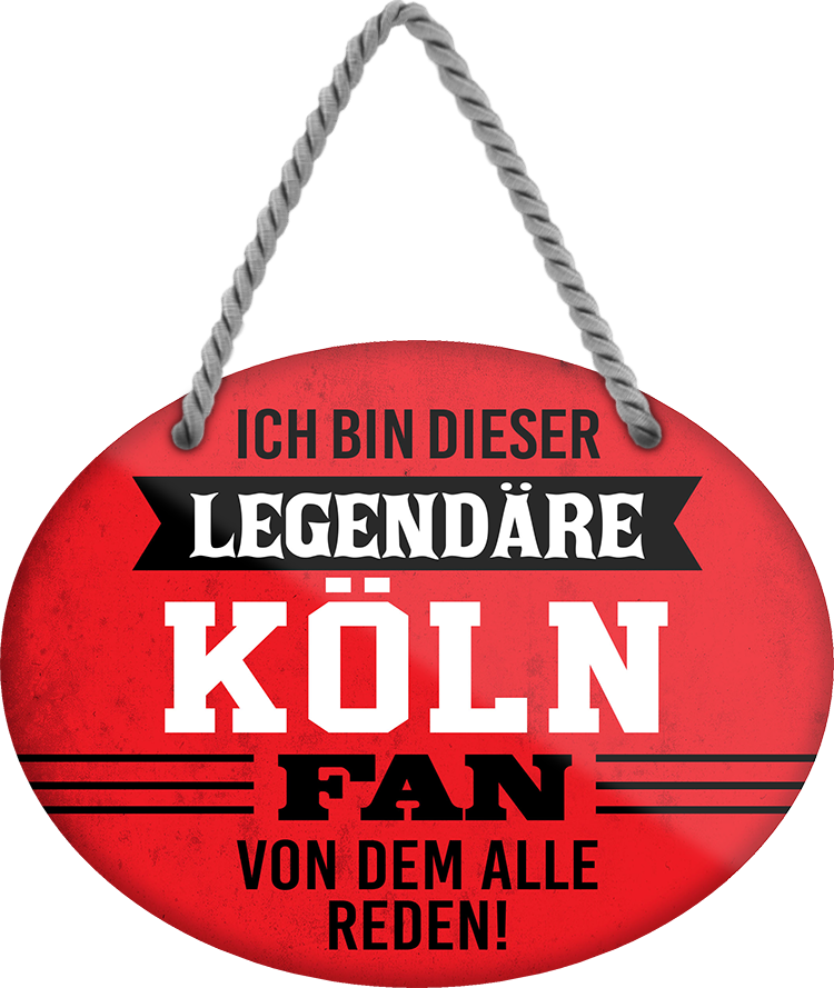 4252024249231		  ''Ich bin dieser legendäre Köln Fan'' Schilderstore24 Blechschilder sind perfekt als Geschenk zu Weihnachten, Geburtstage, Feiern, Partys, Grillabende, Namenstag, Feiertag, Mädelsabend, Hochzeit. Jederzeit stilvoll im Wohnzimmer, Partykeller, Garage, Praxis, Büro, Café, Hauseingang Fußball Mannschaft Verein Bolzen Ball sport liga kicken stadion freizeit