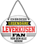 4252024249255		 ''Ich bin dieser legendäre Leverkusen Fan'' Schilderstore24 Blechschilder sind perfekt als Geschenk zu Weihnachten, Geburtstage, Feiern, Partys, Grillabende, Namenstag, Feiertag, Mädelsabend, Hochzeit. Jederzeit stilvoll im Wohnzimmer, Partykeller, Garage, Praxis, Büro, Café, Hauseingang Fußball Mannschaft Verein Bolzen Ball sport liga kicken stadion freizeit