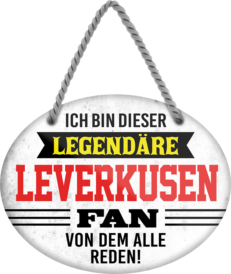 4252024249255		 ''Ich bin dieser legendäre Leverkusen Fan'' Schilderstore24 Blechschilder sind perfekt als Geschenk zu Weihnachten, Geburtstage, Feiern, Partys, Grillabende, Namenstag, Feiertag, Mädelsabend, Hochzeit. Jederzeit stilvoll im Wohnzimmer, Partykeller, Garage, Praxis, Büro, Café, Hauseingang Fußball Mannschaft Verein Bolzen Ball sport liga kicken stadion freizeit