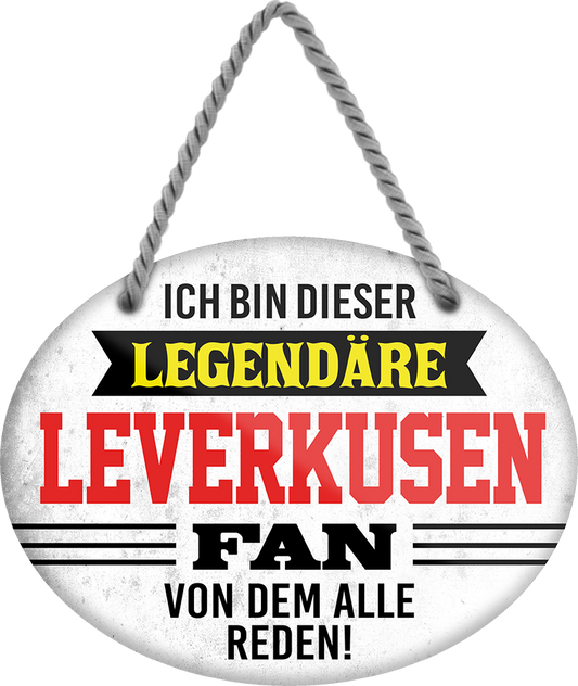 4252024249255		 ''Ich bin dieser legendäre Leverkusen Fan'' Schilderstore24 Blechschilder sind perfekt als Geschenk zu Weihnachten, Geburtstage, Feiern, Partys, Grillabende, Namenstag, Feiertag, Mädelsabend, Hochzeit. Jederzeit stilvoll im Wohnzimmer, Partykeller, Garage, Praxis, Büro, Café, Hauseingang Fußball Mannschaft Verein Bolzen Ball sport liga kicken stadion freizeit