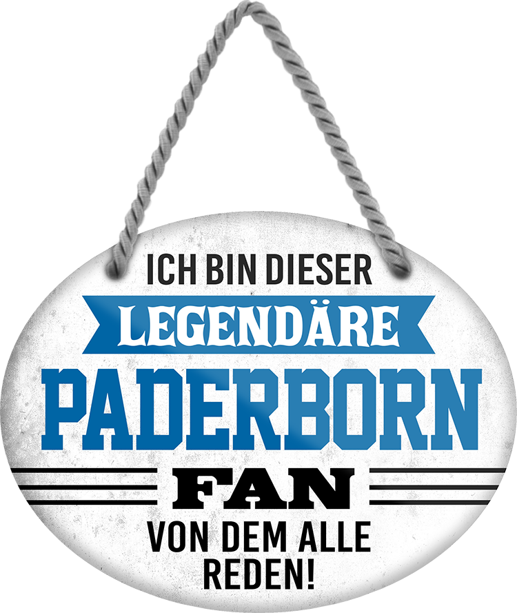 4252024249330		 ''Ich bin dieser legendäre Paderborn Fan'' Schilderstore24 Blechschilder sind perfekt als Geschenk zu Weihnachten, Geburtstage, Feiern, Partys, Grillabende, Namenstag, Feiertag, Mädelsabend, Hochzeit. Jederzeit stilvoll im Wohnzimmer, Partykeller, Garage, Praxis, Büro, Café, Hauseingang Fußball Mannschaft Verein Bolzen Ball sport liga kicken stadion freizeit