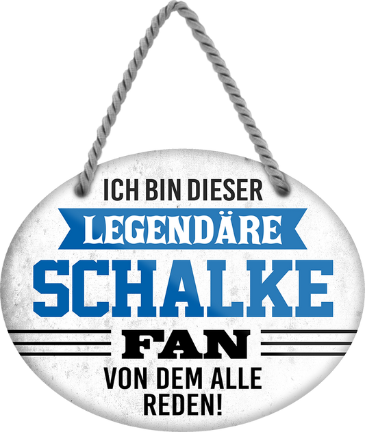 4252024249385		 ''Ich bin dieser legendäre Schalke Fan (weiß)'' Schilderstore24 Blechschilder sind perfekt als Geschenk zu Weihnachten, Geburtstage, Feiern, Partys, Grillabende, Namenstag, Feiertag, Mädelsabend, Hochzeit. Jederzeit stilvoll im Wohnzimmer, Partykeller, Garage, Praxis, Büro, Café, Hauseingang Fußball Mannschaft Verein Bolzen Ball sport liga kicken stadion freizeit