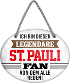 4252024249408		 ''Ich bin dieser legendäre St. Pauli Fan'' Schilderstore24 Blechschilder sind perfekt als Geschenk zu Weihnachten, Geburtstage, Feiern, Partys, Grillabende, Namenstag, Feiertag, Mädelsabend, Hochzeit. Jederzeit stilvoll im Wohnzimmer, Partykeller, Garage, Praxis, Büro, Café, Hauseingang Fußball Mannschaft Verein Bolzen Ball sport liga kicken stadion freizeit