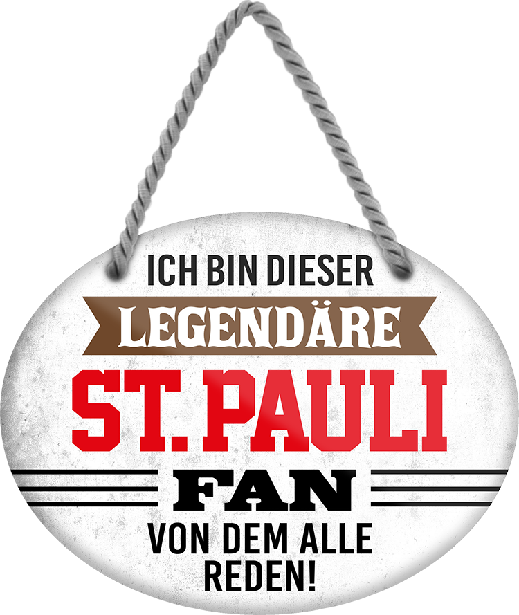 4252024249408		 ''Ich bin dieser legendäre St. Pauli Fan'' Schilderstore24 Blechschilder sind perfekt als Geschenk zu Weihnachten, Geburtstage, Feiern, Partys, Grillabende, Namenstag, Feiertag, Mädelsabend, Hochzeit. Jederzeit stilvoll im Wohnzimmer, Partykeller, Garage, Praxis, Büro, Café, Hauseingang Fußball Mannschaft Verein Bolzen Ball sport liga kicken stadion freizeit