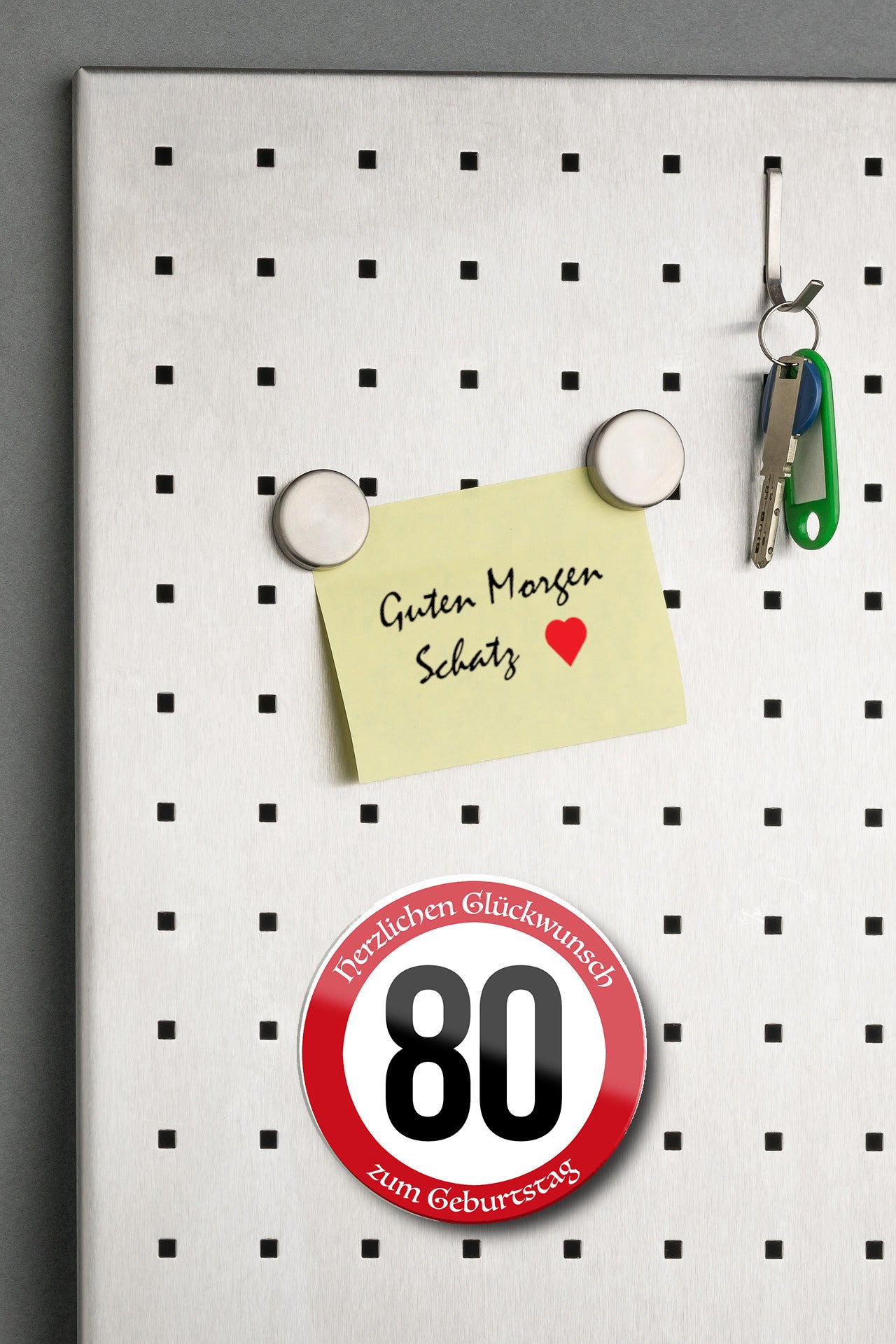 Magnet ''Herzlichen Glückwunsch zum Geburtstag 80'' 8x8cm