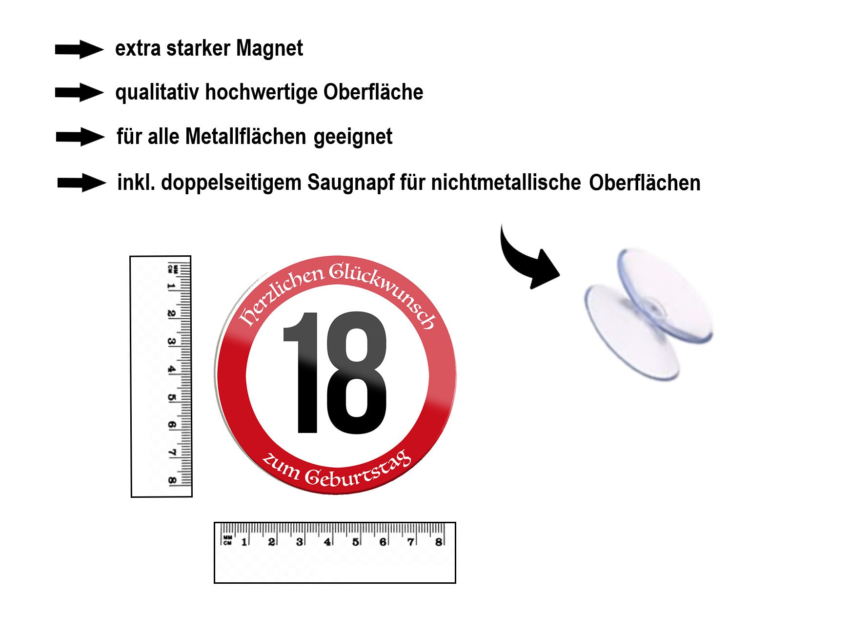 Magnet ''Herzlichen Glückwunsch zum Geburtstag 18'' 8x8cm