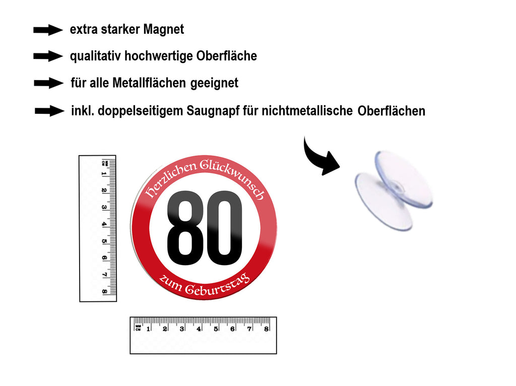 Magnet ''Herzlichen Glückwunsch zum Geburtstag 80'' 8x8cm