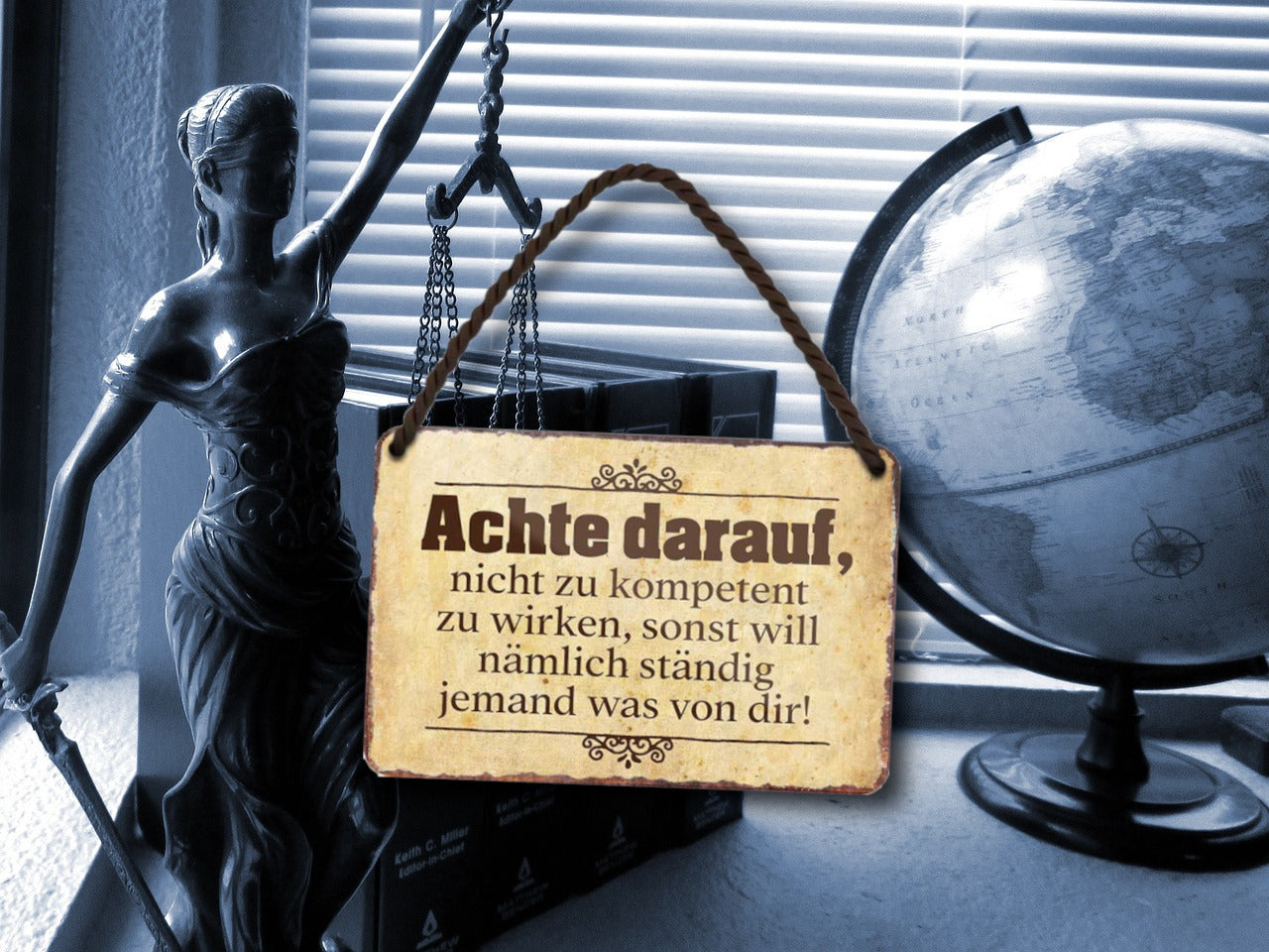 Blechschild ''Achte darauf nicht zu kompetent zu wirken'' 18x12cm