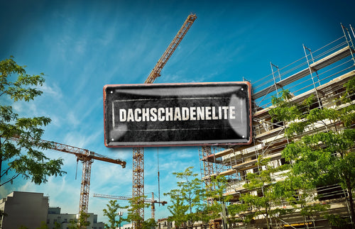 Blechschild ''Dachschadenelite'' 28x12cm