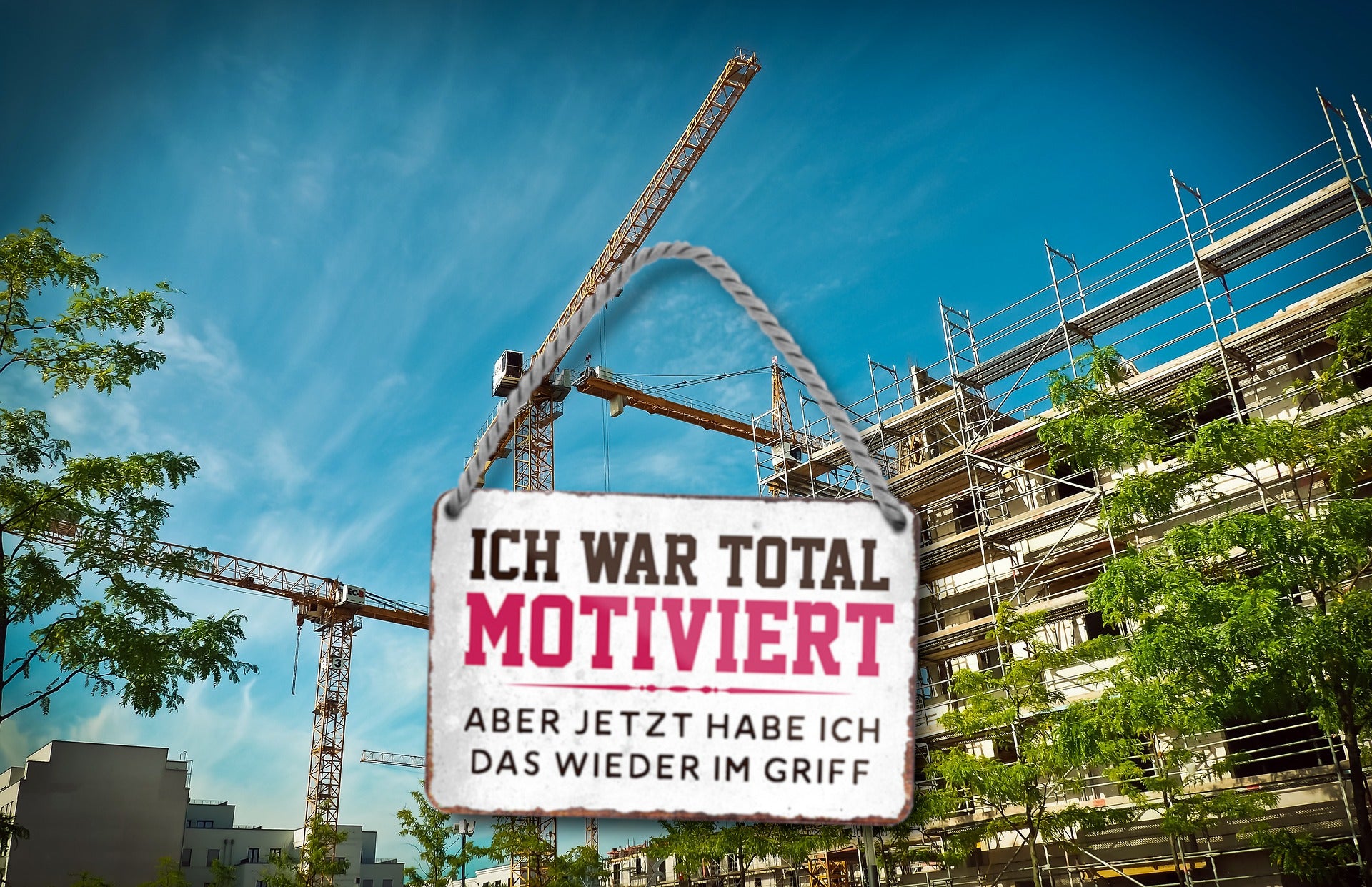 Blechschild ''Ich war total motiviert.. jetzt wieder im Griff'' 18x12cm