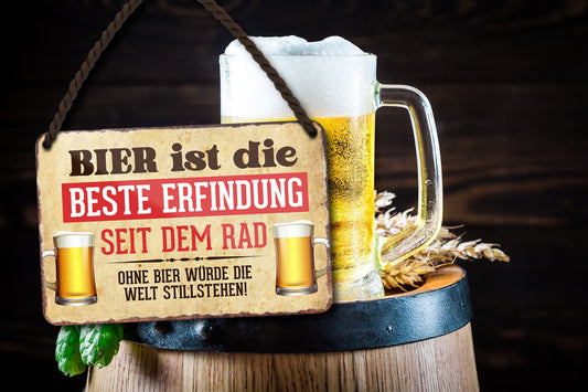 Blechschild ''Bier ist die beste Erfindung seid dem Rad'' 18x12cm