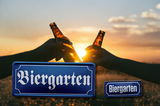 Blechschild ''Biergarten (altdeutsche schrift)'' 28x12cm