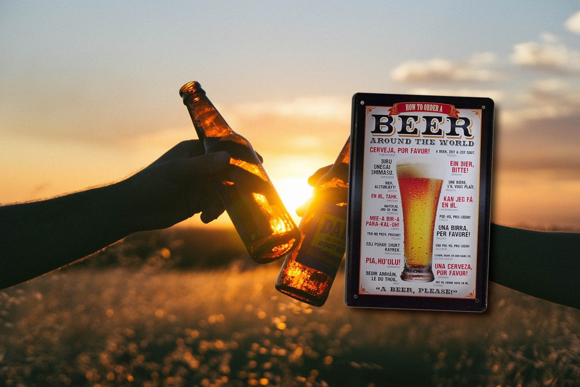 Blechschild ''Beer around the world'' 20x30cm