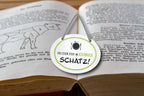 Blechschild ''Das Essen steht im Kochbuch, Schatz'' 18x14cm