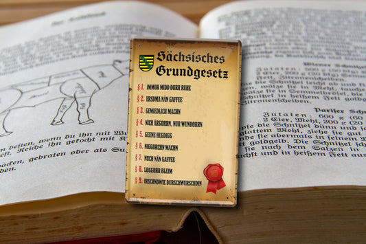 Blechschild ''Sächsisches Grundgesetz'' 20x30cm