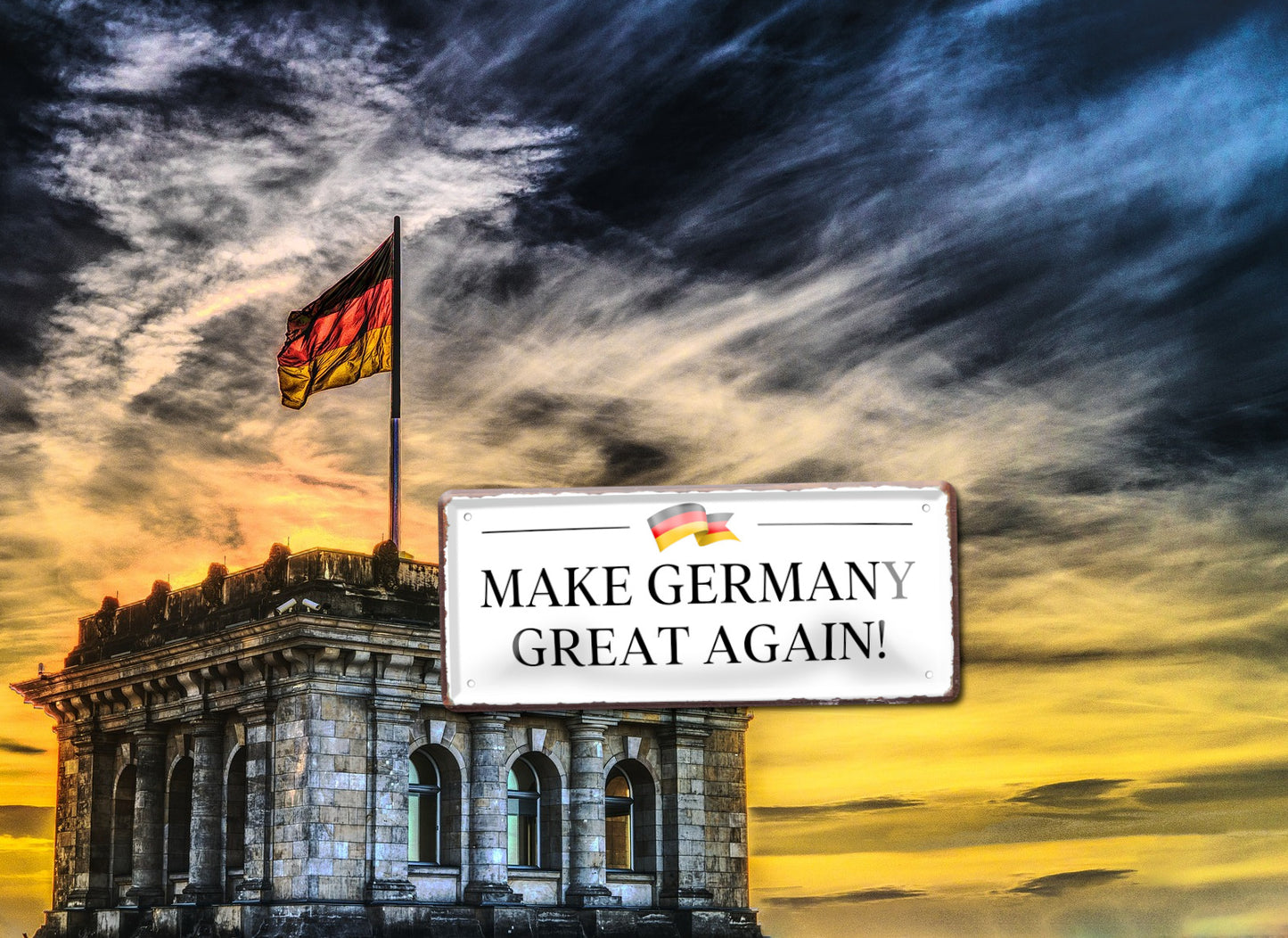 Blechschild ''Make Germany great again (weiß)'' 28x12cm