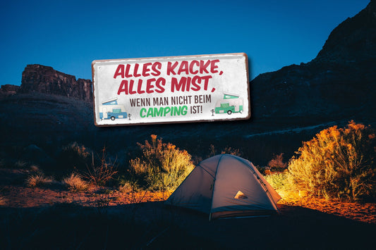 Blechschild ''Alles Kacke alles Mist Camping'' 28x12cm