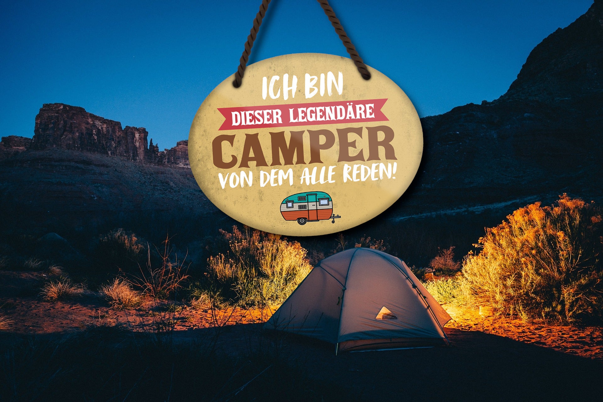 Blechschild ''Ich bin dieser legendäre Camper'' 18x14cm